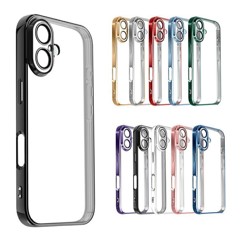 乐天商城 - iPhone17 クリア ケース 耐衝撃 カバー レンズカバー付き メッキ クリア 透明 TPU ソフトケース ストラップホール付き シンプル ストラップ穴 お洒落