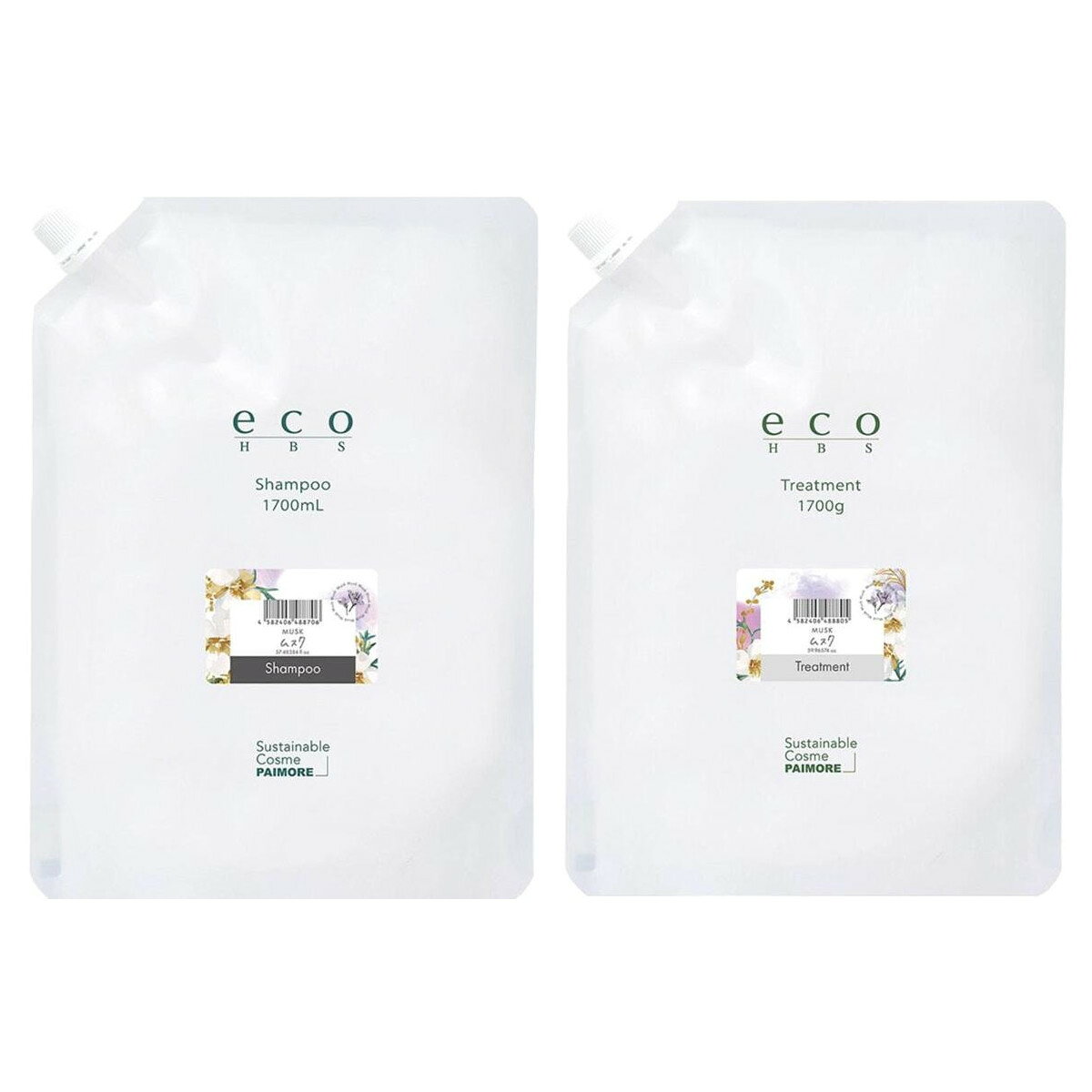乐天商城 - パイモア eco HBS エコエイチビーエス シャンプー 1700ml ＆トリートメント 1700g ムスク セット eco HBS