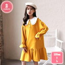 1700円OFFクーポン 子供服 長袖ワンピース 子供 女の子 ワンピース 長袖 キッズ ナチュラル ガーリー シック ロリータ クルーネック ミモレ丈 フリル...