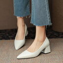 300円OFFクーポン レディース パンプス 5cm チャンキーヒールパンプス ポインテッドトゥ シューズ ミドルヒール パンプス 革靴 美脚 婦人靴 二次会 ...