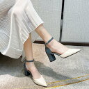 パンプス ストラップ 歩きやすい 通勤 きれいめ レディース ハイヒール 太ヒール ポインテッド アンクルストラップパンプス おしゃれ フェミニン エレガント 楽ちん 痛くない トレンド シンプル お出かけ パーティー YJSO
