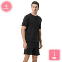 1000円OFFクーポン 上下セット 部屋着 ルームウェア パジャマ Tシャツ ハーフパンツ 散歩 お父さん プレゼント ボーダー 無地 ゆったり 綿 吸汗 通...
