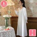 ネグリジェ レディース ワンピースパジャマ ロングワンピース 長袖 大きいサイズ ホームウェア ワンピース 無地 冷え対策 吸汗速乾 通気性 ゆったり ホワイト...