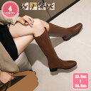 ロングブーツ レディース ブーツ ローヒール スクエアトゥ 美脚 乗馬風 ヒール ロング ブーツ ジョッキーブーツ 大きいサイズ 痛くない 太ヒール 幅広 歩きやすい チャンキーヒール 秋冬 走れる 通学 オフィス 旅行 コスプレ YJSO
