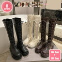 ロングブーツ レディース 編み上げ ローヒール 5cm太ヒール サイドジッパー 美脚 ジョッキーブーツ 小さいサイズ 大きいサイズ コスプレ靴 黒 ベージュレディース カジュアル ロングブーツ ローヒール ジョッキーブーツ YJSO