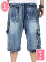 大きいサイズ デニムハーフパンツ メンズ 夏 ワイド ショートパンツ 7分丈ジーンズ カーゴパンツ ミディアムパンツ 七分丈 ゆったり ルーズ クロップドパンツ YJSO