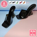 500円OFFクーポン ミュール サンダル クリア 甲ストラップ ヒール 10センチ ローヒール オープントゥ グリッター 太ヒール ファションサンダル 前開き...