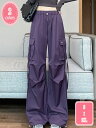カーゴパンツ レディース ゆったり ワイド ルーズ ズボン ボトムス おしゃれ かわいい 動きやすい 女性用 春 秋 裾絞り ウエストゴム ドローコード ロングパンツ 作業着 カジュアル お出掛け 無地 ダンス用 ストリート YJSO