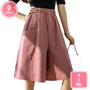ハーフパンツ レディース スカート風 ショートパンツ Aライン 薄手 膝丈 五分丈 キュロットパンツ ガウチョパンツ スカーチョ キュロットスカート ショート丈 ゆったり ボトムス 春 夏 春夏 ハイウエスト ウエストゴム YJSO