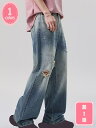 ルーズフィット ストレート ジーンズ メンズ デニムパンツ ジーパン ワイド ゆったり 太め 大きいサイズ YJSO