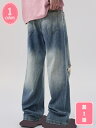 1000円OFFクーポン ルーズフィット ストレート ジーンズ メンズ デニムパンツ ジーパン ワイド ゆったり 太め 大きいサイズ ワイドパンツ YJSO
