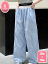 800円OFFクーポン キッズ ロングパンツ 子供服 ワイドパンツ 女の子 ゆったり チェック柄 ウエストゴム ジュニア カジュアル 普段着 ダンスウエア YJSO(4)