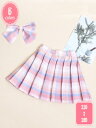 777円OFFクーポン ガールズ 女の子 スカート インナーパンツない プリーツスカート 子供用 2点セット 蝶ネクタイ付き チェック柄 スカパン JKスカート...