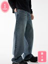 ワイドパンツ メンズ デニム ユーズド加工 ルーズシルエット ワイドデニム ジーンズ パンツ デニムパンツ バギーパンツ ジーパン ストレート パンツ ボトムス バギー YJSO