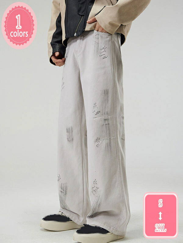 1000円OFFクーポン メンズ ゆったり ワイドデニム デニムパンツ ワイドパンツ ヴィンテージ加工デニムパンツ カーゴパンツ ジーンズ パンツ ワイド デニム 春 春服 夏 夏服 YJSO