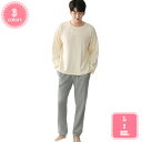 2000円OFFクーポン パジャマ メンズ ルームウェア 綿上下セット セットアップ 丸首 パジャマ 春夏秋 長袖 長ズボン 寝間着 ふんわり ゆったり 肌に優...