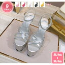 1700円OFFクーポン サンダル 17cmヒール キャバ 結婚式 ストーム 厚底 オフィス オープントゥ 美脚パンプス ハイヒール 太ヒール 2次会 サンダル 謝恩会 ストラップ 黒 白 エナメル 本革 オシャレ クッション カジュアル リクルート 春夏秋 YJSO