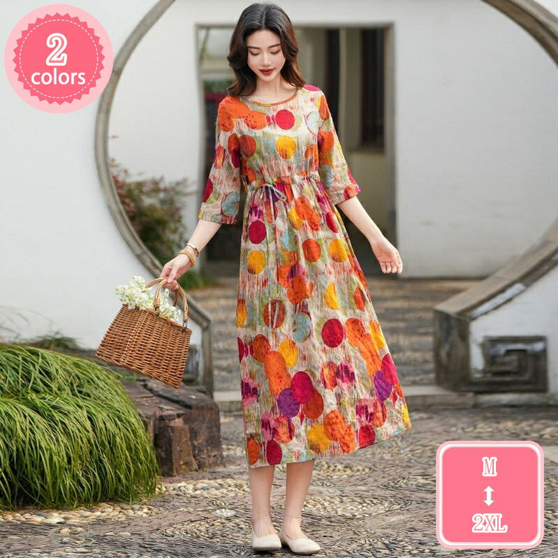 500円OFFクーポン かわいい リゾートワンピース ゆったり ロング丈 シンプル ナチュラル ワンピース エスニック アジアンテイスト 民族柄 花柄 ロング レディース 短袖 春 夏 秋 冬 ロングワンピース チュニック マキシ丈 トップス 大きいサイズ YJSO