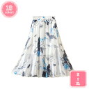 1700円OFFクーポン 花柄シフォンスカート ひざ丈 ハーフ丈花柄 フレアスカート Aライン シフォンスカート 裏地付き ウエストゴムスカート フラワースカー...
