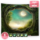 800円OFFクーポン タペストリー ファンタジーの森のタペストリー 風景写真タペストリー アパート 落ち葉 森林 自然風景 蝶 ココナッツの木 ストリーム 洗...