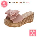 軽量 厚底 サンダル 美脚 ミュール ウェッジ ソール ヒール 靴 レディース 蝶結び付き 可愛い きれい ビーチ ビーサン シューズ サボ ヒール7CM スト...