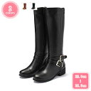800円OFFクーポン 大きいサイズ ロングブーツ ブーツ ジョッキーブーツ バックル付き 黒 厚底 美脚 ロング レディース 秋ブーツ フラットシューズ 乗馬風 ふくらはぎ 歩きやすい 太ヒール 厚底ブーツ ローヒール 痛くない 通学 通勤 旅行 コスプレ YJSO