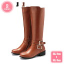 1700円OFFクーポン ロングブーツ レディース バックル ジョッキーブーツ 厚底 ふくらはぎ ゆったり ブーツ 大きい 筒周り ロング ブーツ 疲れない ブーツ ヒール 履き口 ゆったりブーツ 厚底靴 ローヒール 大きいサイズ 黒 太ヒール 通学 通勤 お出かけ YJSO