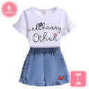 1700円OFFクーポン セットアップ 上下セット 子供服 キッズ ジュニア 女の子 半袖 カットソー ショートパンツ デニムパンツ 女の子 短パン キュロット...