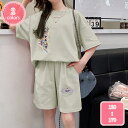 800円OFFクーポン 女の子 服 2点 上下セット 子供服 韓国風 可愛い ガールズ 半袖 tシャツ ショートパンツ 夏服 キッズ服 セットアップ ショートパ...