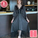 1700円OFFクーポン ネグリジェ レディース ワンピースパジャマ ルームウエア 長袖 大きいサイズ ホームウェア ロングワンピース 透け感 冷え対策 吸汗速乾 通気性 花柄レース ホワイト オールシーズン対応 ルーム YJSO