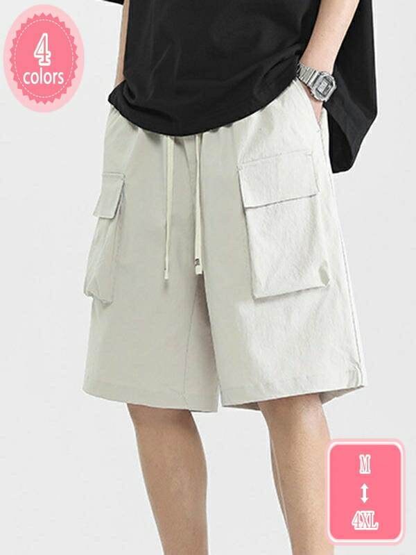 ハーフパンツ カーゴ メンズ クロップドパンツ イージーぱんつ ワイド 男性 5分丈 リラックス おしゃれ 大きいサイズ 春 夏 YJSO