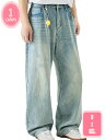 バギーデニム メンズ ジーンズ ストレート ウォッシュ加工 デニムパンツ ワイド ルーズ ゆったり おしゃれ ストリートファッョン YJSO