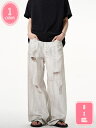 ワイドパンツ メンズ デニムパンツ バギー ジーパン ジーンズ 大きいサイズ ゆったり ウォッシュ加工 デニム ズボン YJSO