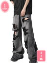 デニムパンツ メンズ ウォッシュ加工 ワイドパンツ バギー おしゃれ 春 夏 ボトムス ズボン デニム ワイド ヴィンテージ ウォッシュ YJSO