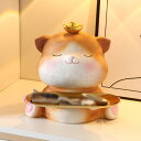 1700円OFFクーポン 鍵置き アクセサリースタンド 鍵スタンド おしゃれ 置物 玄関小物 インテリア飾り 皿を捧げる動物 動物 ネコちゃん キー収納 鍵スタンド 小物収納 玄関収納 卓上置物 収納トレイ 動物像 玄関 化粧卓 口紅スタンド 誕生日プレゼント YJSO