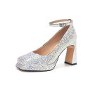 2000円OFFクーポン パンプス 厚底 スクエアトゥ レディース キャバ 結婚式 9cmヒール キラキラパンプス ハイヒール チャンキーヒール ビジューパンプ...