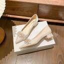キラキラ ビジュー パンプス ウェディングシューズ cm ハイヒール レディース ポインテッドトゥ チャンキーヒール 歩きやすい 太ヒール 結婚式パンプス 小さいサイズ 走れる 履きやすい お呼ばれ 通勤 スエード サテン YJSO
