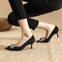 500円OFFクーポン パンプス ポインテッドトゥ 美脚魅せ 5cmヒール ハイヒール サテンパンプス ドレスパンプス リボン ピンヒール 美脚 ラインストーン パーティー 結婚式 疲れない 甲浅 クラブ ウェディング 通勤用 仕事 通勤 スエード パンプス 痛くない レディース YJSO