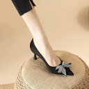 800円OFFクーポン パンプス ポインテッドトゥ 美脚魅せ 5cmヒール ハイヒール サテンパンプス ドレスパンプス リボン ピンヒール 美脚 ラインストーン パーティー 結婚式 疲れない 甲浅 クラブ ウェディング 通勤用 仕事 通勤 スエード パンプス 痛くない レディース YJSO