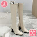 1000円OFFクーポン ロングブーツ レディース ラウンドトゥ ストレッチブーツ ジョッキーブーツ サイドジップ シンプル 厚底ブーツ 韓国 コスプレ ロング...