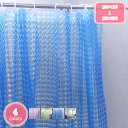 300円OFFクーポン シャワーカーテン 防カビ 防水 透明 180×180cm 北欧 ビニール 間仕切り 撥水 速乾 軽量 お風呂 ユニットバス用 フック付属...
