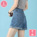 1000円OFFクーポン デニム ショートパンツ レディース ゆったり ハイウエスト 短パン 着痩 可愛い ボトムス カジュアル 夏 ジーンズ ズボン セクシー ホットパンツ 通勤 美脚 柔らかい きれいめ 脚長 細身 大きいサイズ YJSO