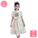 800円OFFクーポン 韓国 子供服 セットアップ 夏服 上下 女の子 Aラインスカート 誕生日 結婚式 上下セット 半袖 Tシャツ 無地 スカート ロング丈 ...