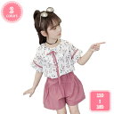 800円OFFクーポン 女の子 服 2点 上下セット 子供服 韓国風 可愛い ガールズ 半袖 tシャツ ショートパンツ 夏服 キッズ服 Aライン 半ズボン 綿 ...