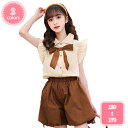1700円OFFクーポン 子供服 女の子 Tシャツ ショートパンツ ズボン 上下セット 2点セット 韓国風 短袖トップス カジュアル 可愛い 洋服 ガールズ ト...