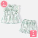 1000円OFFクーポン セットアップ 上下2点セット ブラウス ショートパンツ ノースリーブ 花柄 キッズ ジュニア 子供服 女の子 トップス ボトムス リボン 短パン 上下セット カジュアル キッズ 夏 可愛い 女子力アップ ガーリー 女児 YJSO