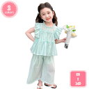 韓国子供服 セットアップ tシャツ 半ズボン カジュアル ナチュラル 上下セット キュロットパンツ ノースリーブ 夏 上下セット ゆったり リゾート 女の子 キッズ こども 可愛い きれいめ ゆったり 夏 卒園式 入学式 パーティ YJSO