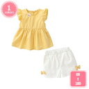 子ども セットアップ ノースリーブ 子供服 女の子 春 夏 秋 2点セット 洋服 セットアップ 重ね着風 キッズ 上下セット トップス ショートパンツ 上下セッ...