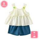 1700円OFFクーポン セットアップ 上下 2点セット キッズ 子供用 女の子 トップス ボトムス ノースリーブ 袖なし キャミソール ショートパンツ ズボン ウエストゴム 花柄 ベビー 可愛い カジュアル お洒落 お出かけ 普段使い 女児 子供服 YJSO