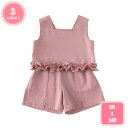 800円OFFクーポン セットアップ 上下 2点セット キッズ 子供用 女の子 トップス ボトムス ノースリーブ 袖なし キャミソール ショートパンツ ズボン ウエストゴム 花柄 ベビー 可愛い カジュアル お洒落 お出かけ 普段使い 女児 子供服 YJSO
